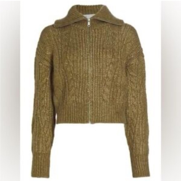 dh NEW YORK Sutton Cable Zip Up Cardigan Cardigan Sweater Small moss